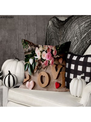 A2ZTR Kırlent Kılıf Çift Tarafı Baskılıdır Süet Kümaş