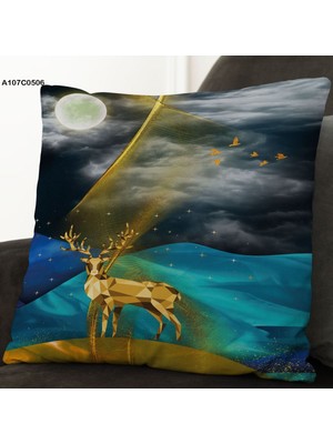 A2ZTR Kırlent Kılıf Çift Tarafı Baskılıdır Süet Kümaş