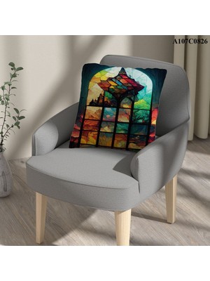 A2ZTR Kırlent Kılıf Çift Tarafı Baskılıdır Süet Kümaş