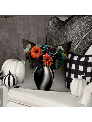 A2ZTR Kırlent Kılıf Çift Tarafı Baskılıdır Süet Kümaş