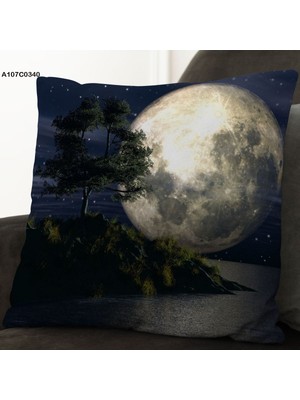 A2ZTR Kırlent Kılıf Çift Tarafı Baskılıdır Süet Kümaş