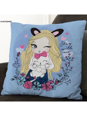 A2ZTR Kırlent Kılıf Çift Tarafı Baskılıdır Süet Kümaş