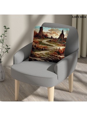 A2ZTR Kırlent Kılıf Çift Tarafı Baskılıdır Süet Kümaş