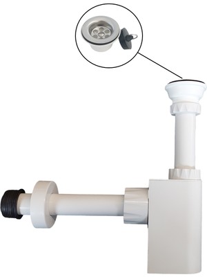 Studor Trap-Vent havalıklı lavabo sifonu, beyaz, paslanmaz delikli süzgeçli (taşma deliksiz), 32lik çıkışlı, tıkanma ve koku önleyici hızlı akışlı temizlenebilir havalıklı lavabo gider sifonu