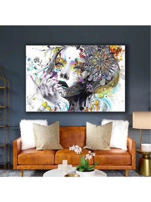 Ar Ajans Kanvas Tablo Makyajlı Güzel Kız Mandala Güzellik Merkezi Kanvas Tablo