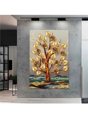 Ar Ajans Kanvas Tablo Altın Yapraklı Ağaç Kanvas Tablo