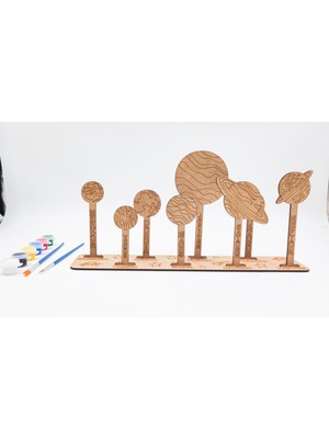 Icons Ahşap Boyama Seti, Ahşap Maket Boyama, Çocuk Aktivite ve Sanat Etkinliği, Gezegenler Konsept Boyama