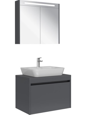 Kale Idea 2.0 80 cm Parlak Antrasit Tek Çekmeceli Banyo Dolabı Takımı 610100200593