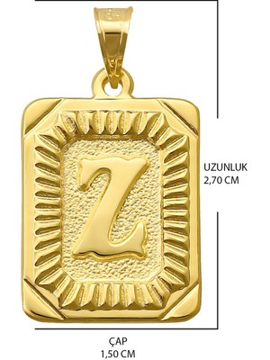 Woow Gold 14 Ayar Altın Z Harfi Kolye Ucu Kare Harf Zincir Dahil Değil