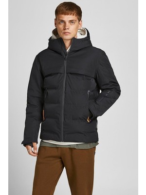 Jack & Jones Jcotarwin Puffer Soğuk Geçirmez Erkek Mont Kaban Siyah 12225287 V3