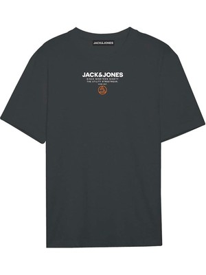 Jack & Jones Jcotypo Tee Ss Bisiklet Yaka Siyah Black Erkek Tshirt 12256163 V1