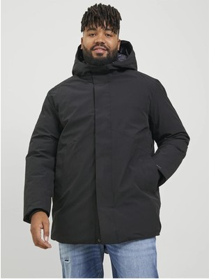 Jack & Jones Jprblakeen Büyük Beden Erkek Parka Kaban Siyah 12248450 V1