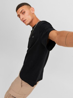 Jack & Jones Jcoclassıc Twill Bisiklet Yaka Siyah Erkek Tshirt 12240266 V1