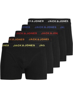 Jack & Jones Erkek 5 Li Siyah Boxer Seti Desenli Paça Tipi 12242494