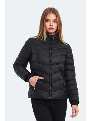 Slazenger Wave In Kadın Puffer Şişme Mont Siyah V2