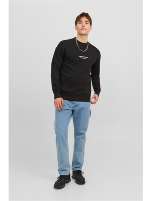 Jack & Jones Jorvesterbro Bisiklet Yaka Siyah Erkek Sweatshirt 12241694 V1