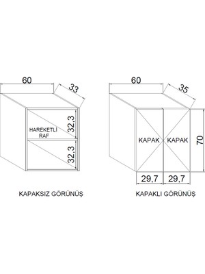 Bmd 2Kapaklı Makine Üstü Duvar Dolabı