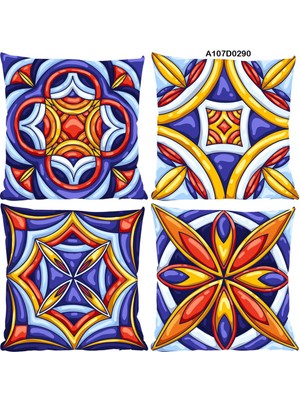 A2ZTR Temalı 4'lı Kırlent Kılıf Seti Çift Tarafı Baskılı