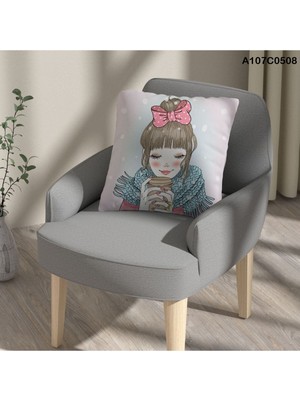 A2ZTR Kırlent Kılıf Çift Tarafı Baskılı Süet Kumaş