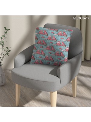 A2ZTR Kırlent Kılıf Çift Tarafı Baskılı Süet Kumaş