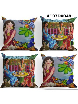 Temalı 4'lı Kırlent Kılıf Seti Çift Tarafı Baskılıdır