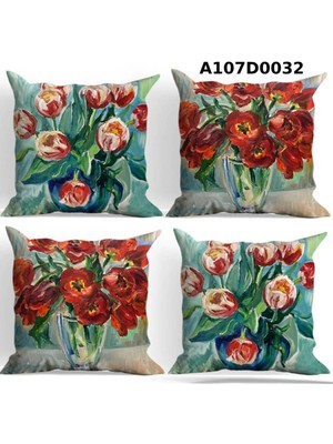 A2ZTR Temalı 4'lı Kırlent Kılıf Seti Çift Tarafı Baskılı