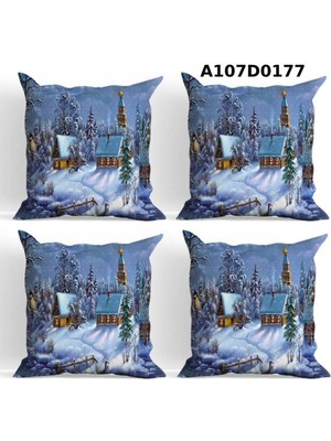 A2ZTR Temalı 4'lı Kırlent Kılıf Seti Çift Tarafı Baskılı