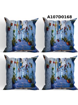 Temalı 4'lı Kırlent Kılıf Seti Çift Tarafı Baskılıdır