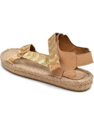 Su Espadril Yin Koyu Kum-Altın Kadın Espadril Sandalet