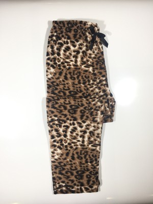Altınay Kadın Cepsiz Kışlık Polar Pijama Altı Leopar Desenli Yumuşak Kumaş Konforu