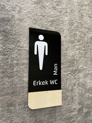 Yön Reklam Timber Serisi Bay Wc Yönlendirme Levhası