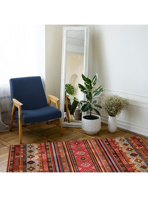 Linos Home Vintage Şönil Pamuk Dokuma Taban Kilim Yıkanabilir Oturma Odası Salon Koridor Halısı