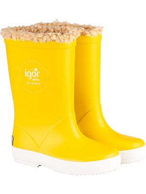 Igor Splash Nautico Çocuk Yağmur Çizmesi Sarı Kürklü PVC Malzeme Kısa Topuklu W10207-008 V4