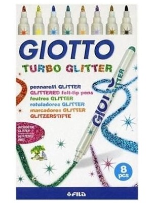 Giotto Turbo Glitter Simli Keçeli Kalem 8'li Renkli Set Çocuklar İçin 3-6 Yaş Uygun