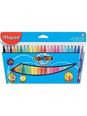 Maped Color Peps Keçeli Kalem 24 Renk Ultra Yıkanabilir Uzun Ömürlü Kalem Seti