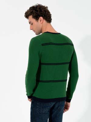 Cacharel Erkek Haki Slim Fit Bisiklet Yaka Triko Kazak 50258829-VR027
