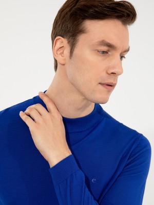 Cacharel Erkek Sax Slim Fit Çeyrek Balıkçı Yaka Basic Triko Kazak 50257712-VR045