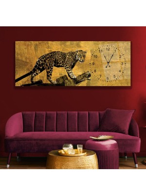 Emya Home Saatli Leopar Cam Tablo