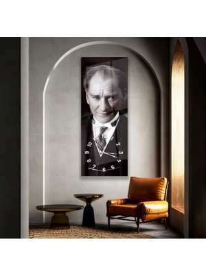 Emya Home Saatli Mustafa Kemal Atatürk Cam Tablo