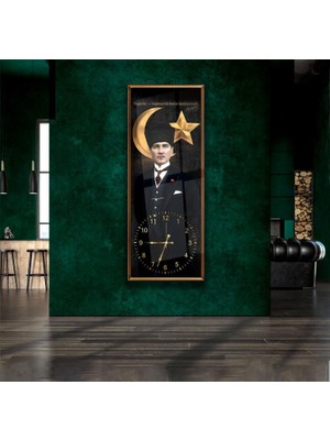 Emya Home Saatli Mustafa Kemal Atatürk Cam Tablo