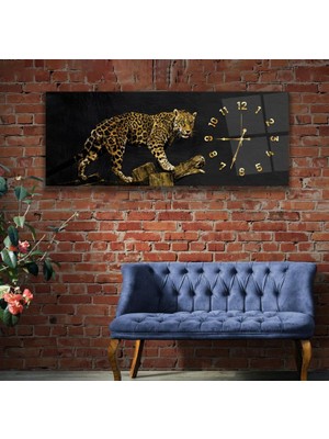 Emya Home Saatli Leopar Cam Tablo