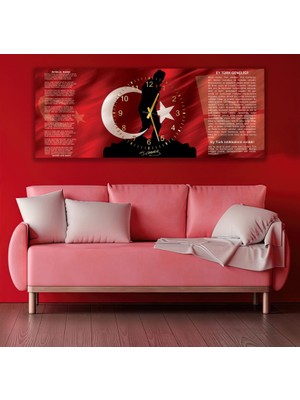 Emya Home Saatli Istiklal Marşı Cam Tablo
