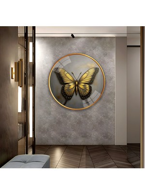 Emya Home Altın Kelebek Cam Tablo