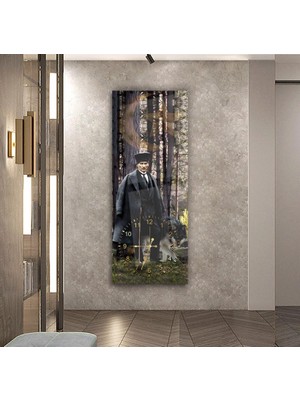 Emya Home Saatli Mustafa Kemal Atatürk Cam Tablo