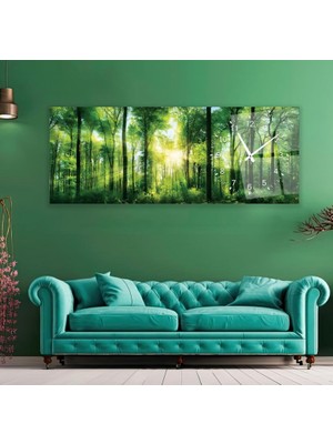 Emya Home Saatli Orman Cam Tablo