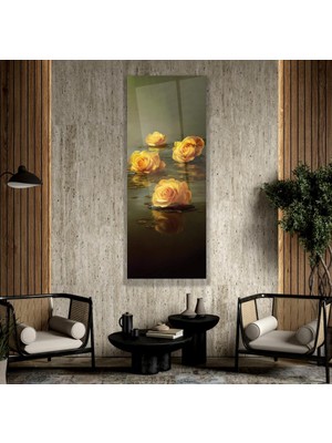 Emya Home Sarı Güller Cam Tablo