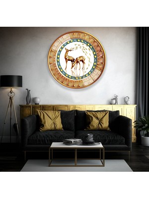 Emya Home Altın Geyikler Cam Tablo
