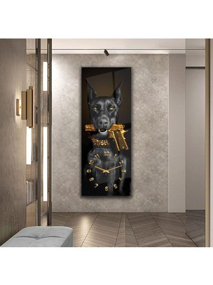Emya Home Saatli Köpek Cam Tablo