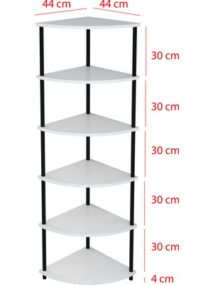 Modalanka 6 Raflı Köşe Üçgen Tasarım Kitaplık Çevir Tak  Ofis Salon Kitaplığı Köşe Raf Modern Şık Tasarım