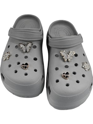Sia Çanta Taşlı Süslü Kelebekli Hafif Rahat Sandalet Crocs Terlik